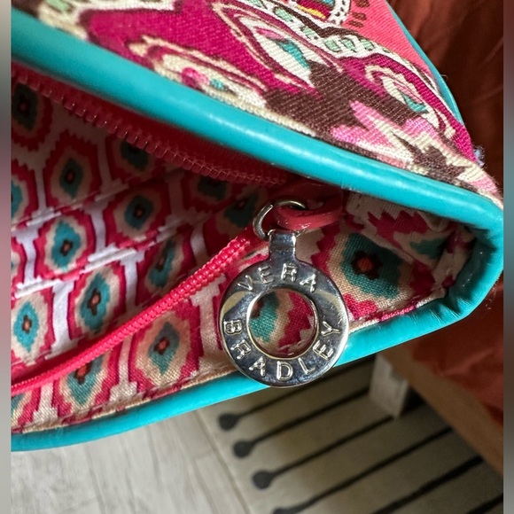 Vera Bradley Pink and Turquoise Wristlet Clutch - Picture 7 of 9